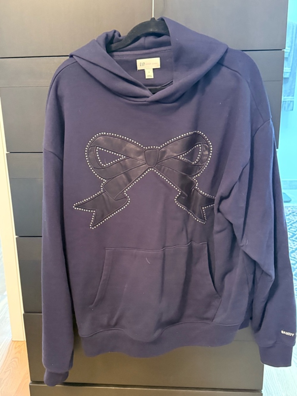 GAP x Sandy Liang Navy Crystal Bow  Hooded Sweatshirt (M)